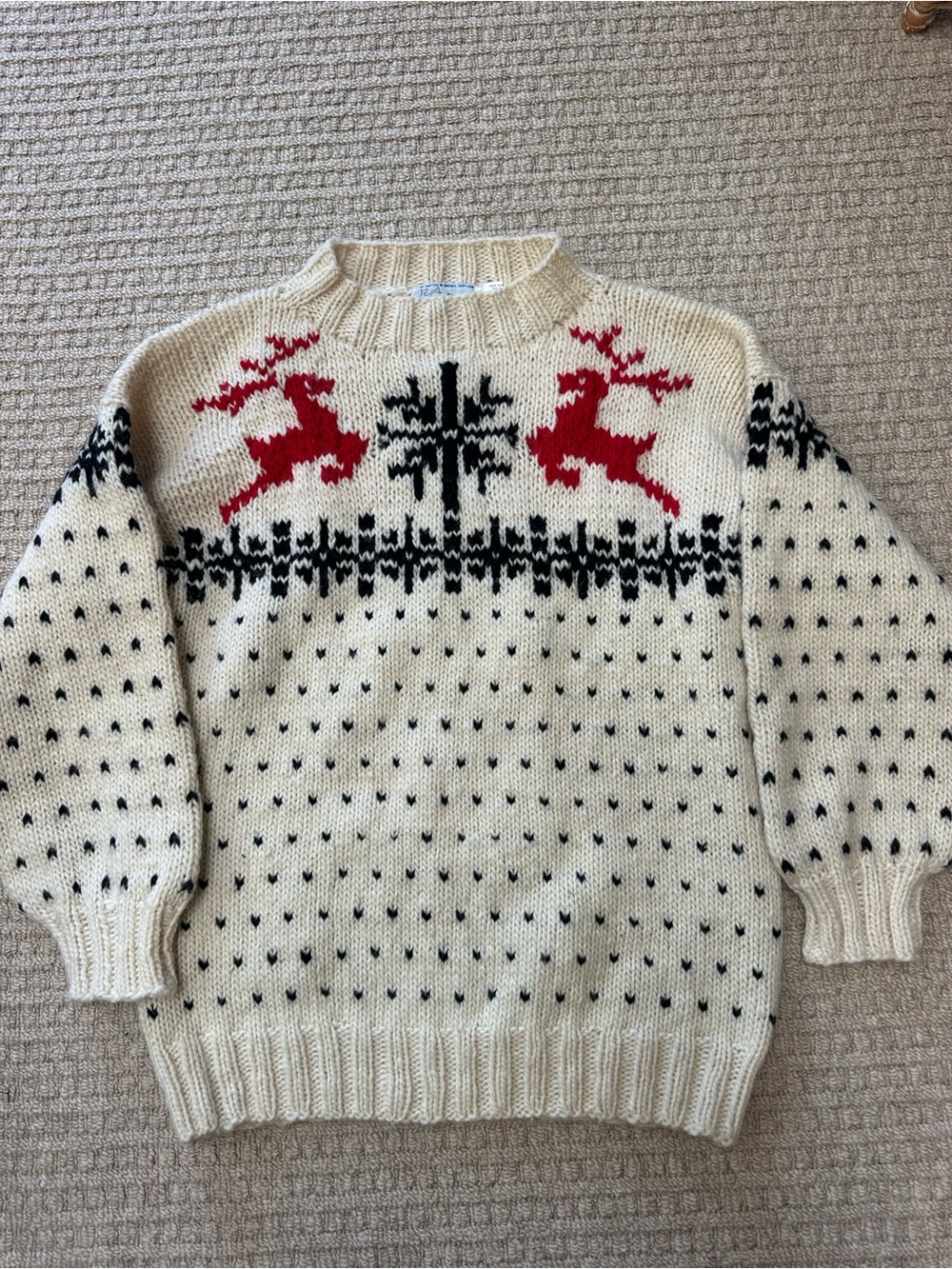Isle of Sanday Knitters 100% Pure Wool Vintage 90s Hand Knitted Chunky Sweater